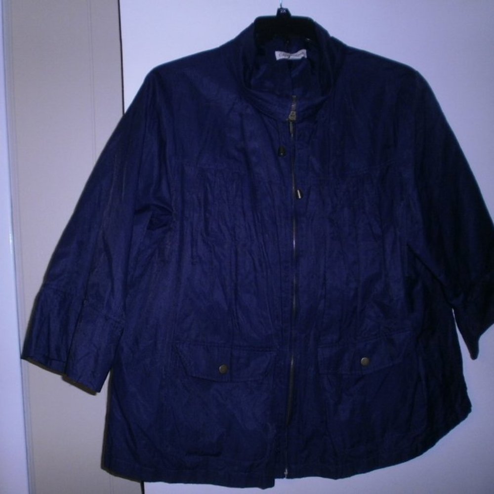 Women's short navy wind breaker jacket 20-22 by coldwater creek